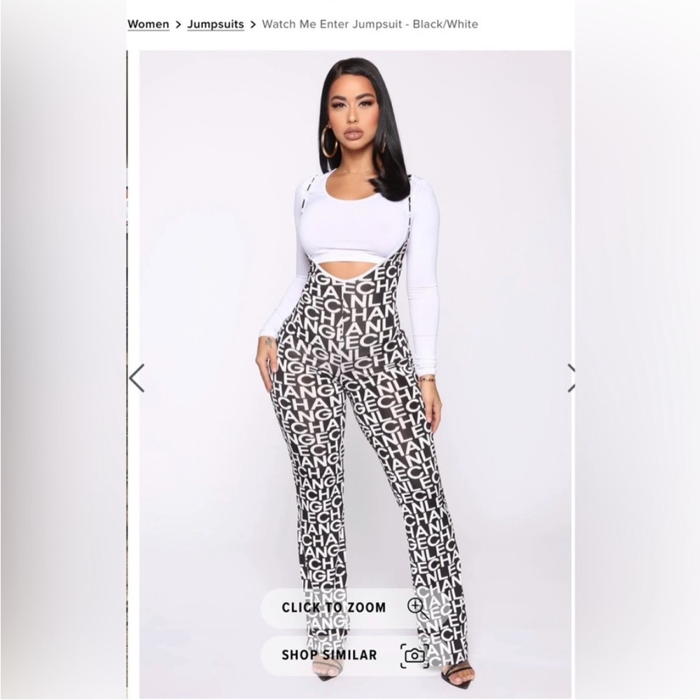 Fashion Nova Black and White Jumpsuit with Contemporary Silhouette
